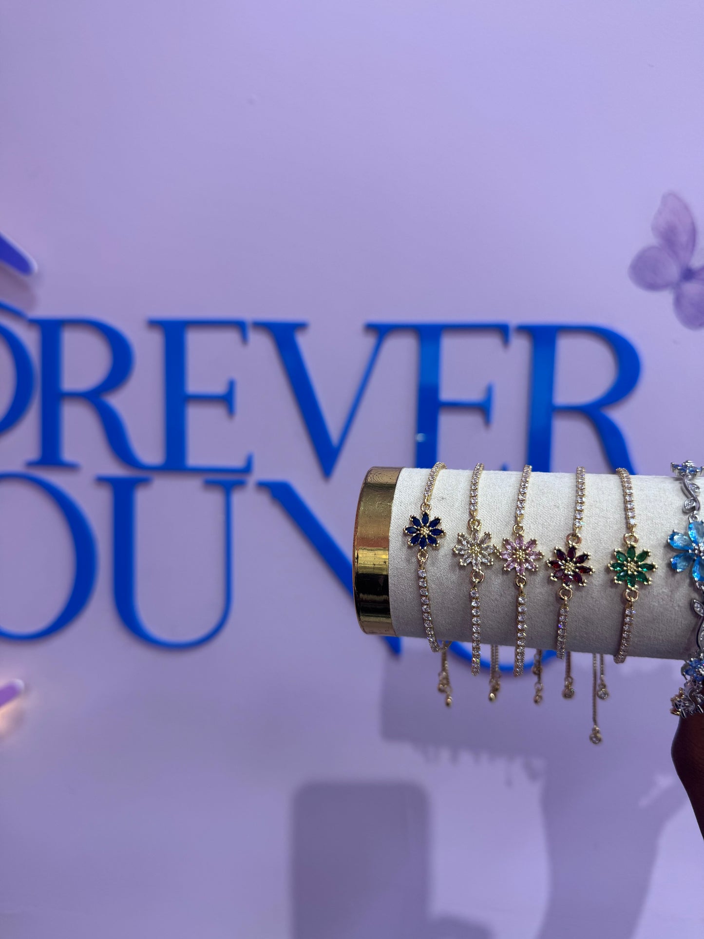 BRAZALETE FLOR 8 PÉTALOS  ELEGANTE CRISTAL DE CIRCONIA