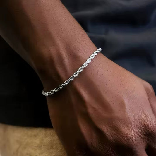 BRAZALETE  CLÁSICO MINIMALISTA ESTILO CORDÓN ACERO