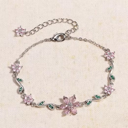 BRAZALETE  FLOR DE CEREZO  DELICADO CRISTALES DE ZIRCONIA ELEGANTE