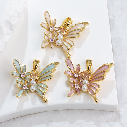 COLLAR MARIPOSA FLORAL CON PERLAS ELEGANTE