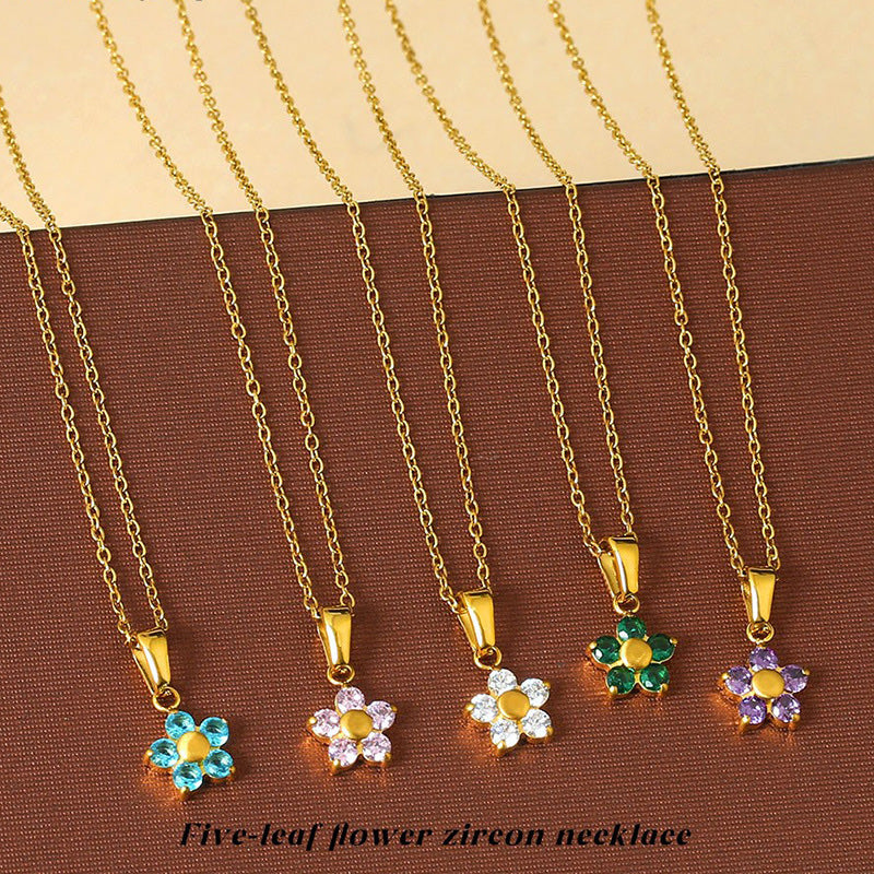 CADENA CHOCKER FLOR  DELICADA CRISTAL DE COLORES MINIMALISTA