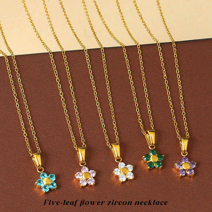 CADENA CHOCKER FLOR  DELICADA CRISTAL DE COLORES MINIMALISTA