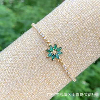 BRAZALETE FLOR 8 PÉTALOS  ELEGANTE CRISTAL DE CIRCONIA