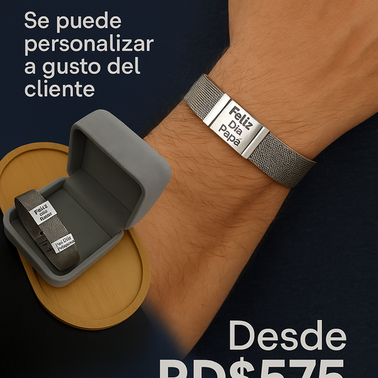 BRAZALETE CORREA ACERO VARIAS PLACAS PERSONALIZABLES