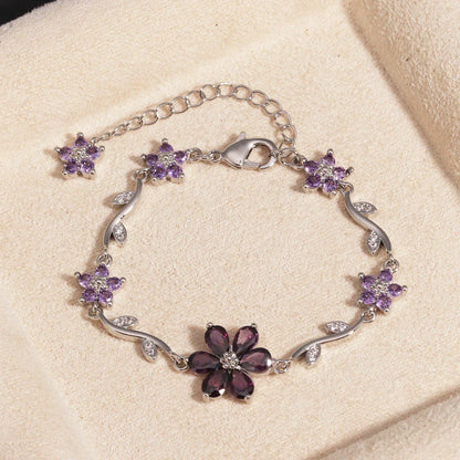 BRAZALETE  FLOR DE CEREZO  DELICADO CRISTALES DE ZIRCONIA ELEGANTE