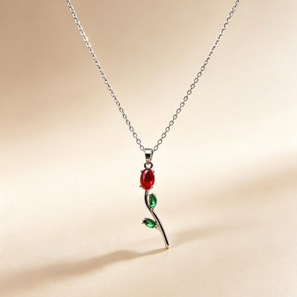 COLLAR TULIPÁN TALLO CORTO FINO  MINIMALISTA  CRISTAL DE CIRCONIA