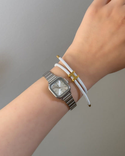 BRAZALETE LEATHER FEMENINO  ELEGANTE ACERO INOXIDABLE
