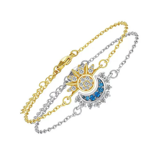 BRAZALETES  PROMESA DIJES SOL & LUNA CELESTIAL CRISTALES DE CIRCONITA