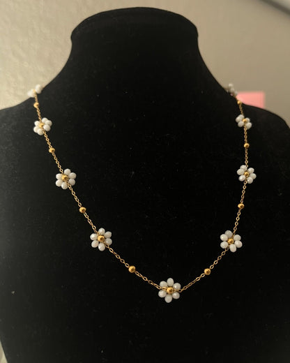CADENA CHOCKER MARGARITAS FLORES COLORIDAS RESINA