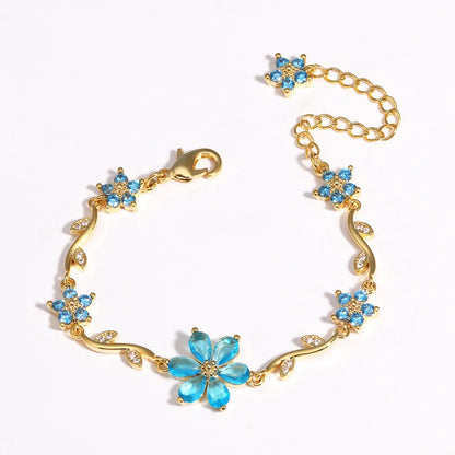 BRAZALETE  FLOR DE CEREZO  DELICADO CRISTALES DE ZIRCONIA ELEGANTE