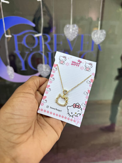 COLLAR CADENA HELLO KITTY ELEGANTE CRISTALES DE CIRCONIA