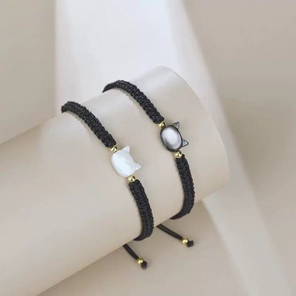 BRAZALETES GATOS MINIMALISTAS PIEDRA OBSIDIANA y  CERÁMICA