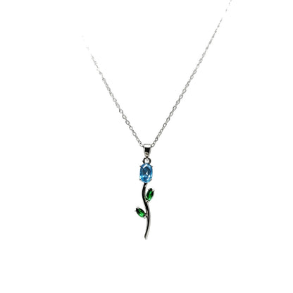 COLLAR TULIPÁN TALLO CORTO FINO  MINIMALISTA  CRISTAL DE CIRCONIA