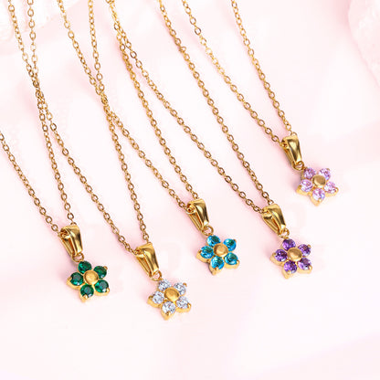 CADENA CHOCKER FLOR  DELICADA CRISTAL DE COLORES MINIMALISTA