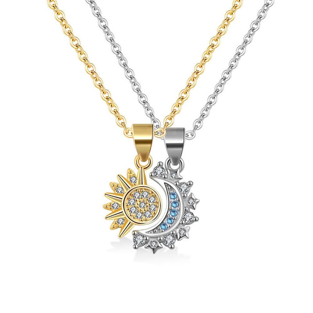 COLLARES  PROMESA DIJES SOL & LUNA CELESTIAL CRISTALES DE CIRCONITA
