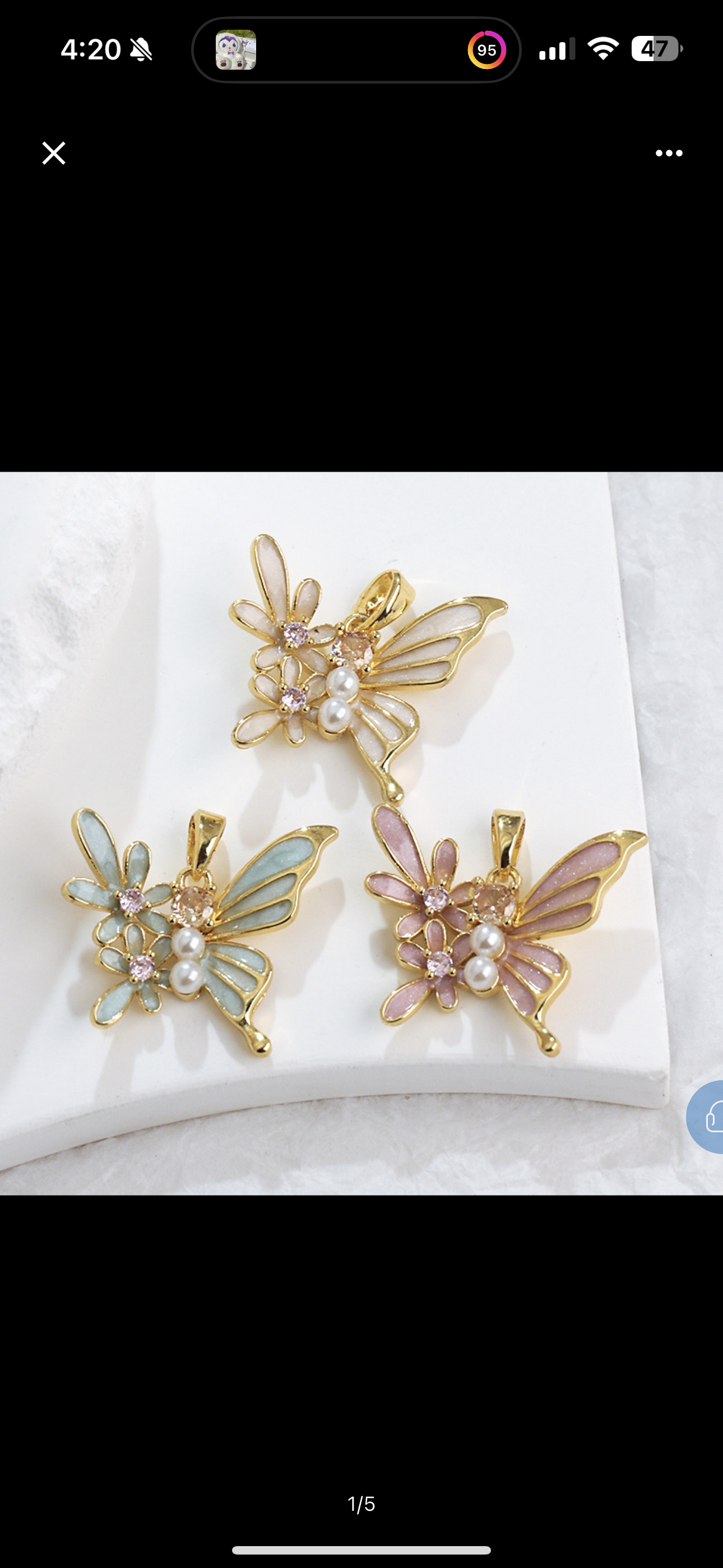 COLLAR MARIPOSA FLORAL CON PERLAS ELEGANTE