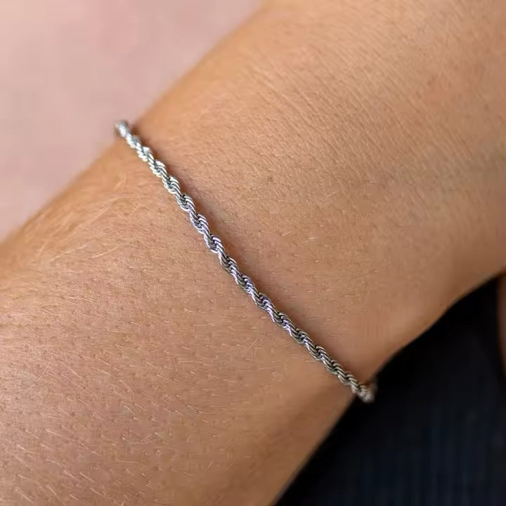 BRAZALETE  CLÁSICO MINIMALISTA ESTILO CORDÓN ACERO