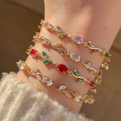 BRAZALETE  TULIPANES COLORIDO CRISTALES DE ZIRCONIA ELEGANTE