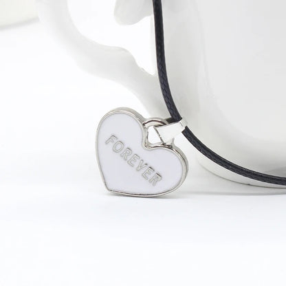 COLLARES  CORAZONES I LOVE YOU FOREVER CORDON LEATHER