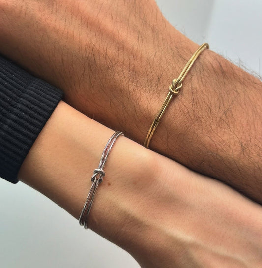 BRAZALETES  PROMESA DE PAREJA DISEÑO DE NUDOS MINIMALISTAS