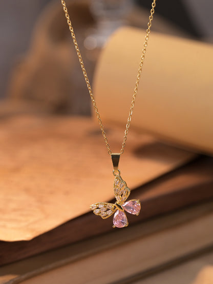 COLLAR CADENA MARIPOSA    ELEGANTE CRISTALES DE CIRCONIA