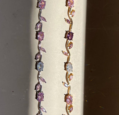 BRAZALETE  TULIPANES COLORIDO CRISTALES DE ZIRCONIA ELEGANTE