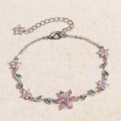 BRAZALETE  FLOR DE CEREZO  DELICADO CRISTALES DE ZIRCONIA ELEGANTE