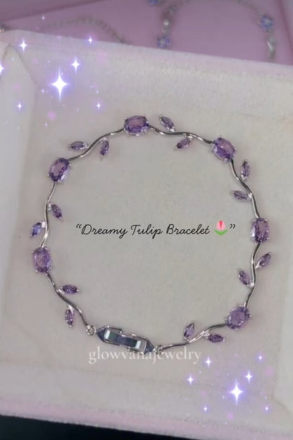 Brazalete Elegante Tulipanes Con Cristales De Zirconia