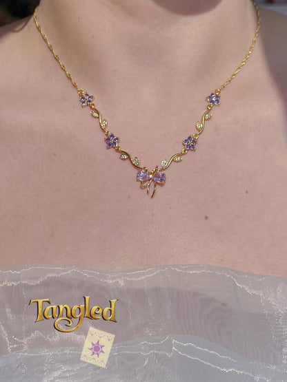 COLLAR BRAZALETES ELEGANTE LAZOS CORTE PRINCESA CRISTALES INCRUSTADOS
