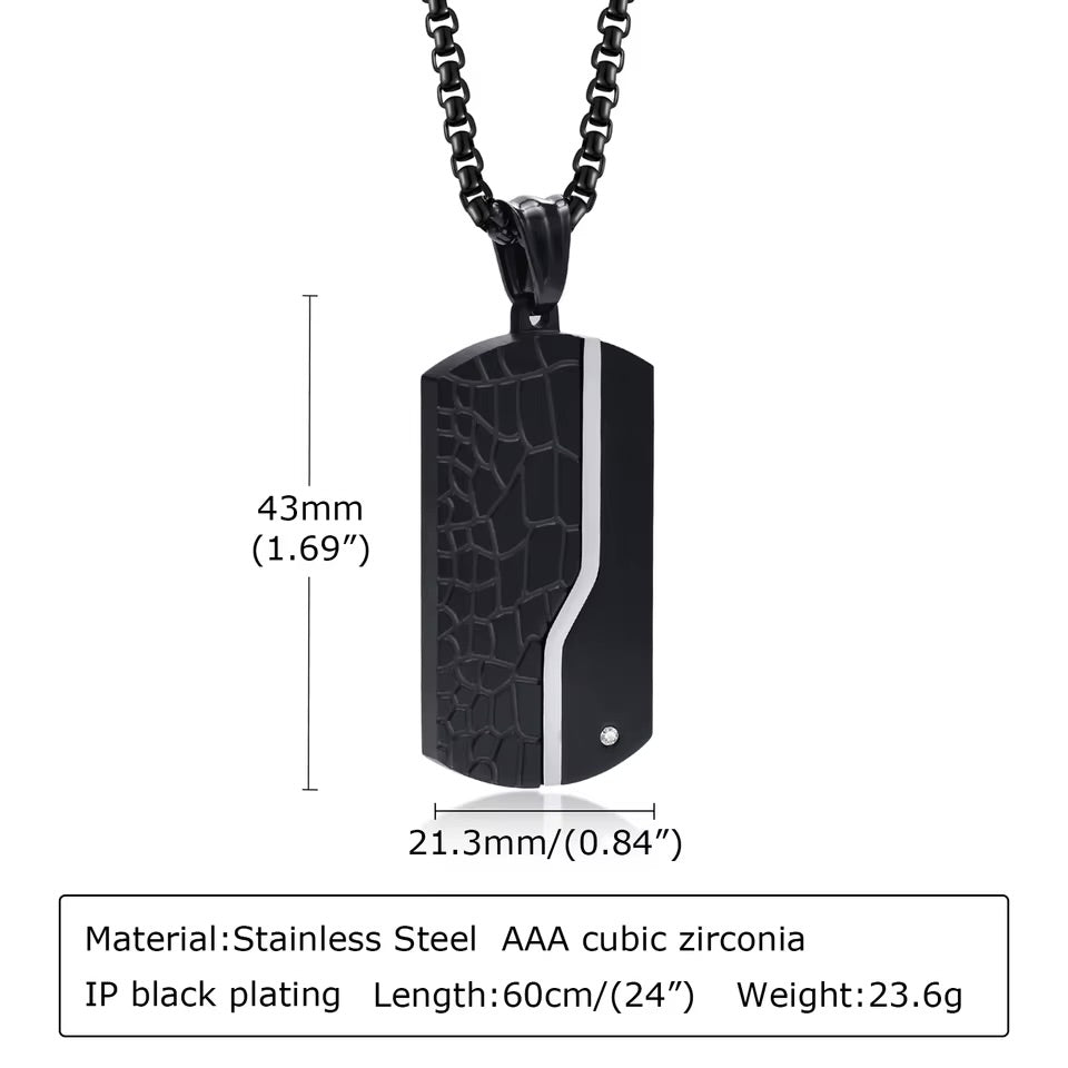 COLLAR CLÁSICO ELEGANTE PLACA MILITAR FIBRA DE CARBONO  MASCULINO