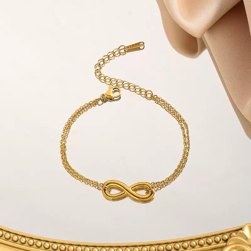 COLLAR Y BRAZALETE SÓLIDO INFINITO  MINIMALISTA ELEGANTE