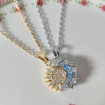 COLLARES  PROMESA DIJES SOL & LUNA CELESTIAL CRISTALES DE CIRCONITA