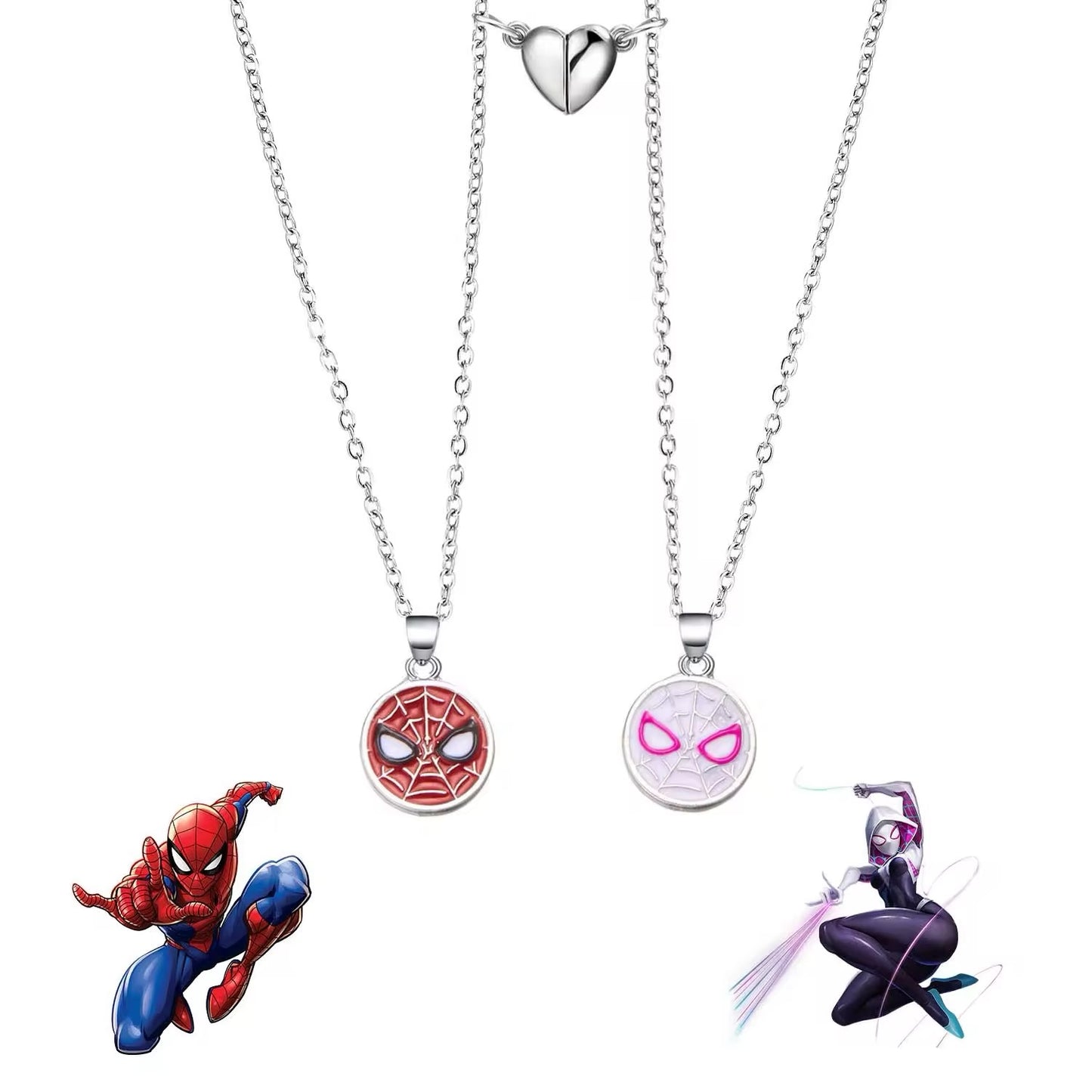 COLLARES  SPIDERMAN MINIMALISTAS MAGNÉTICOS PAREJA