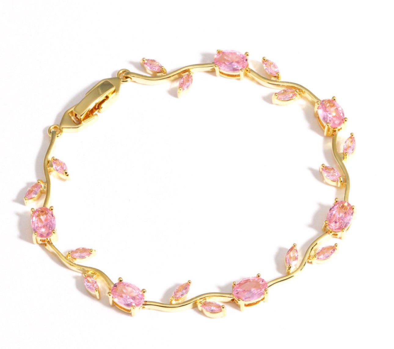 BRAZALETE  TULIPANES COLORIDO CRISTALES DE ZIRCONIA ELEGANTE
