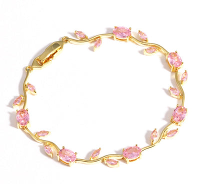 BRAZALETE  TULIPANES COLORIDO CRISTALES DE ZIRCONIA ELEGANTE
