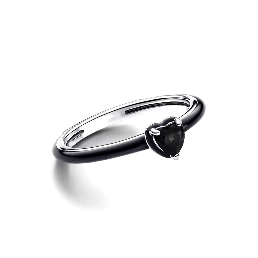 ANILLO CORAZÓN NEGRO MINIMALISTA ÓNIX