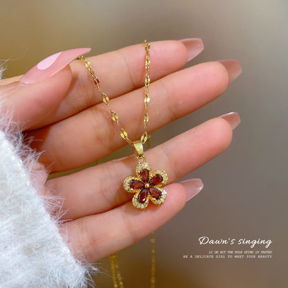 COLLAR FLOR DE CEREZO EN CRISTALES FEMENINA  ELEGANTE