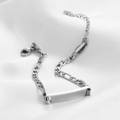 BRAZALETE PLACA MINIMALISTA PERSONALIZABLE CADENA CUBANA ABIERTA