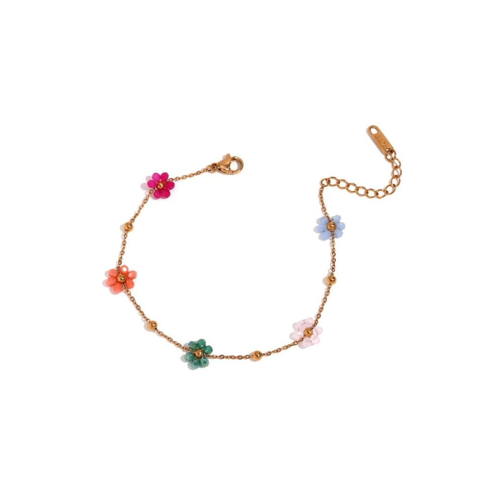 CADENA CHOCKER MARGARITAS FLORES COLORIDAS RESINA