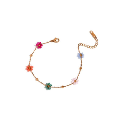 CADENA CHOCKER MARGARITAS FLORES COLORIDAS RESINA