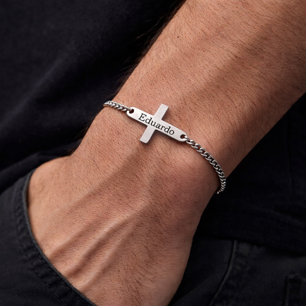 BRAZALETES GROSOR FINO MINIMALISTAS CADENA CUBANA DIJE DE CRUZ