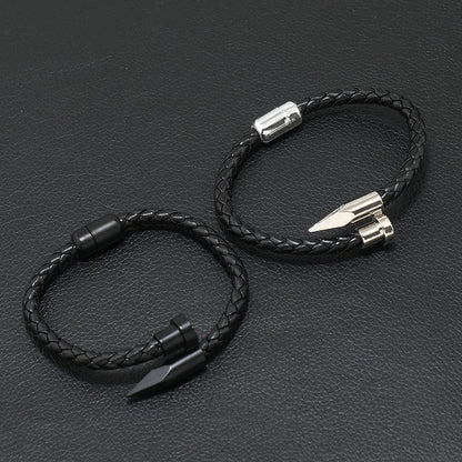 BRAZALETE BALA CUERO NEGRO MATTE