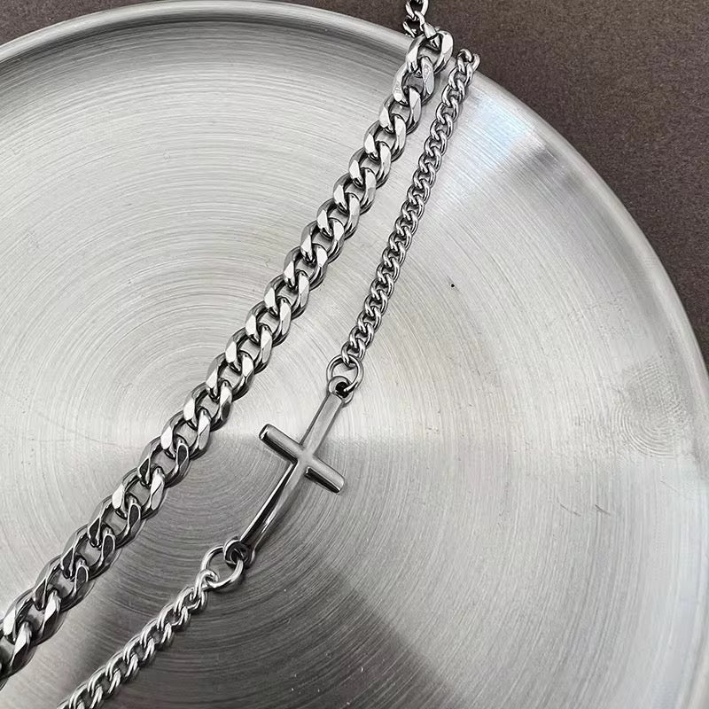 BRAZALETES GROSOR FINO MINIMALISTAS CADENA CUBANA DIJE DE CRUZ