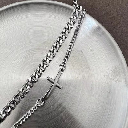 BRAZALETES GROSOR FINO MINIMALISTAS CADENA CUBANA DIJE DE CRUZ