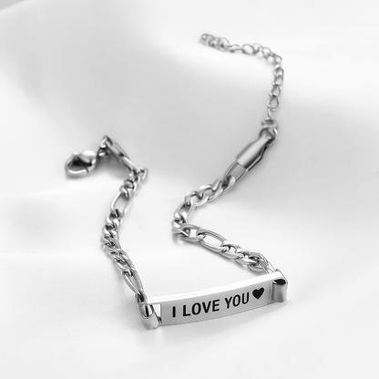 BRAZALETE PLACA MINIMALISTA PERSONALIZABLE CADENA CUBANA ABIERTA