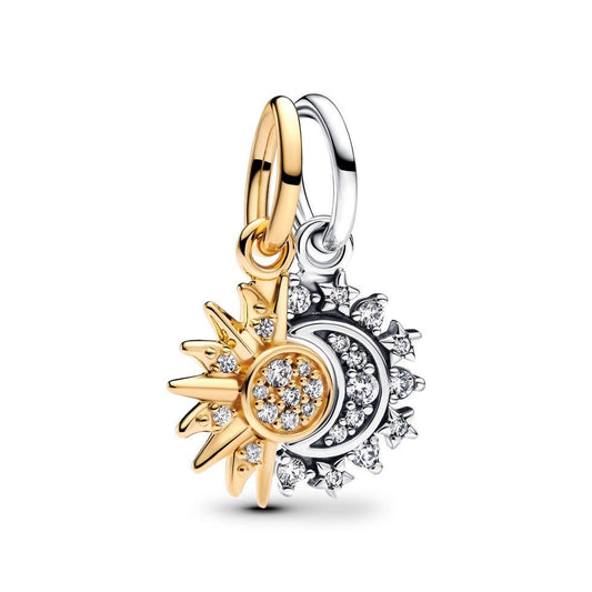 COLLARES  PROMESA DIJES SOL & LUNA CELESTIAL CRISTALES DE CIRCONITA
