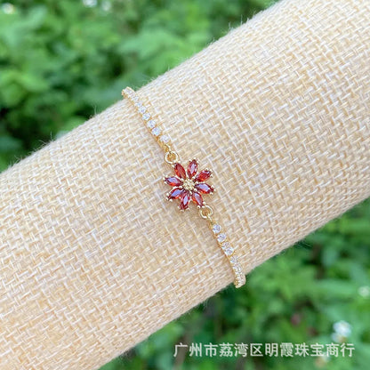 BRAZALETE FLOR 8 PÉTALOS  ELEGANTE CRISTAL DE CIRCONIA