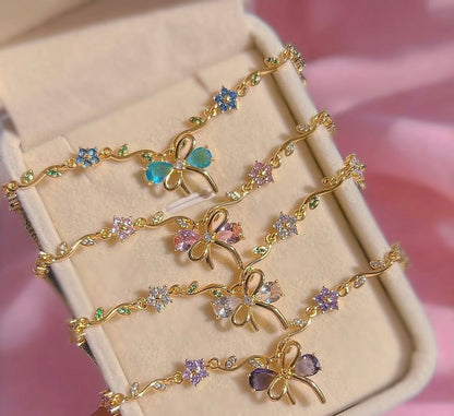 COLLAR BRAZALETES ELEGANTE LAZOS CORTE PRINCESA CRISTALES INCRUSTADOS