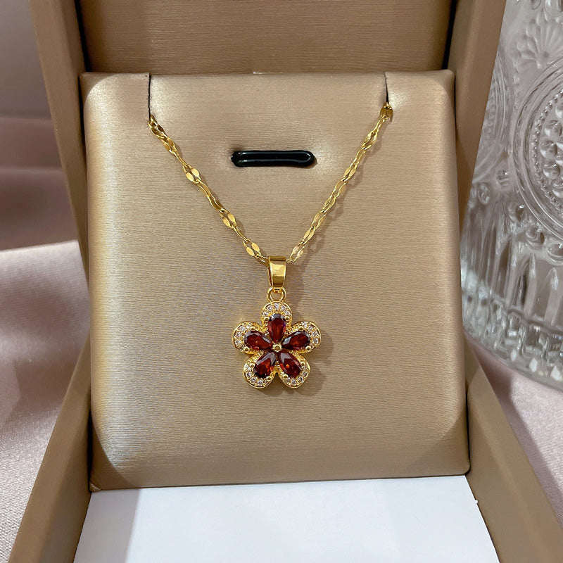 COLLAR FLOR DE CEREZO EN CRISTALES FEMENINA  ELEGANTE