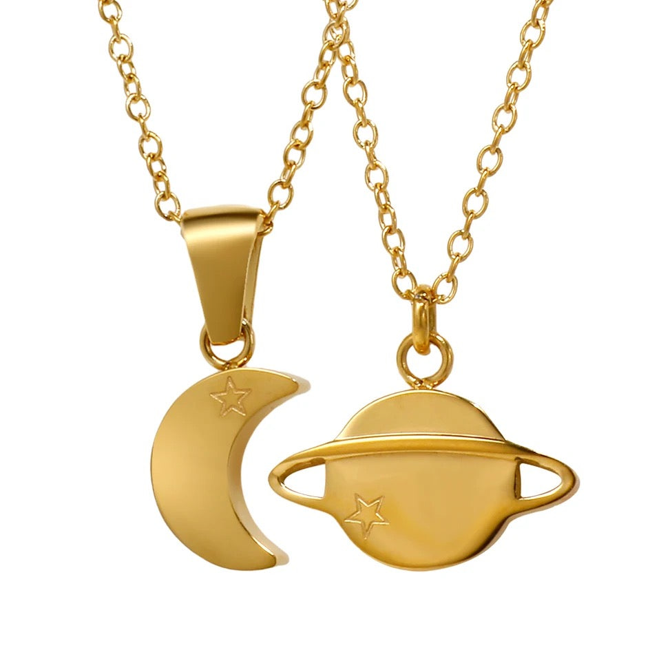 COLLARES DE PAREJA LUNA  & SATURNO 🌜